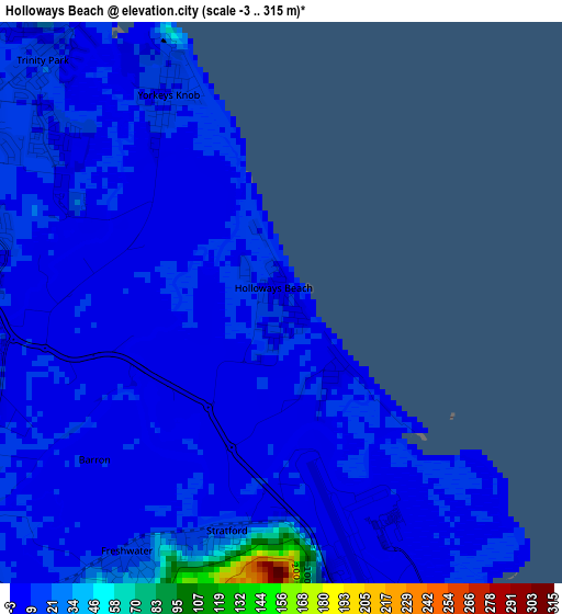 Holloways Beach elevation map