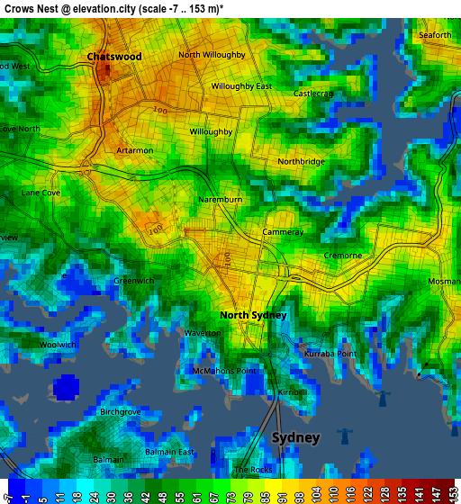 Crows Nest elevation map