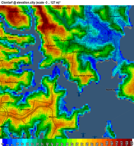 Clontarf elevation map