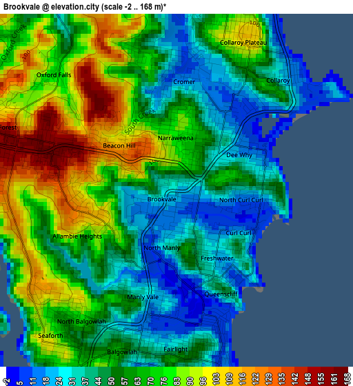 Brookvale elevation map