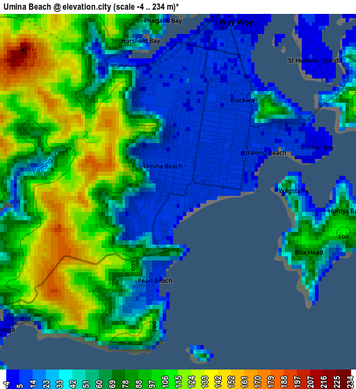 Umina Beach elevation map