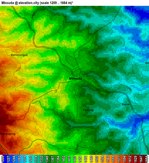 Mbouda elevation map