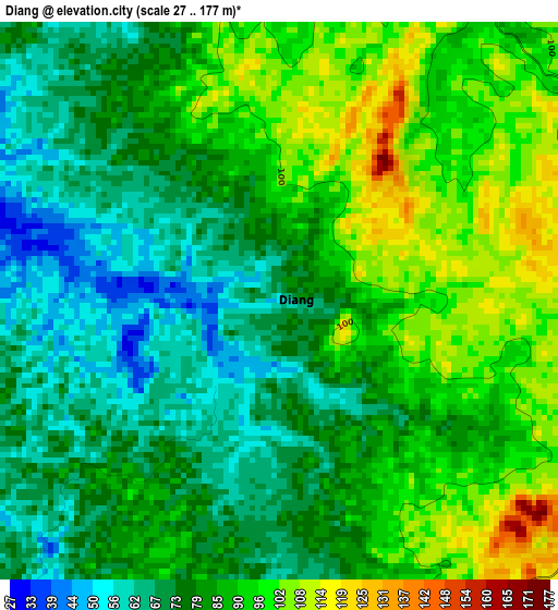 Diang elevation map