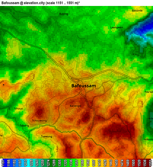 Bafoussam elevation map