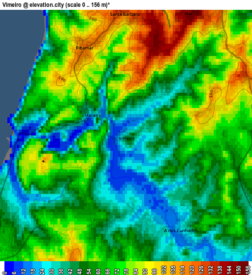 Vimeiro elevation map