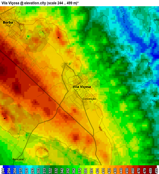 Vila Viçosa elevation map