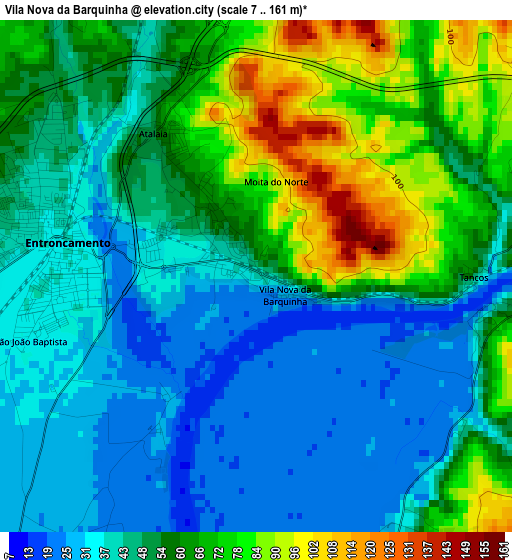 Vila Nova da Barquinha elevation map