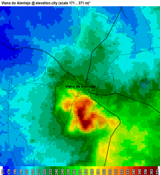 Viana do Alentejo elevation map