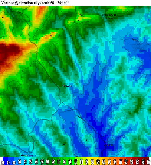 Ventosa elevation map