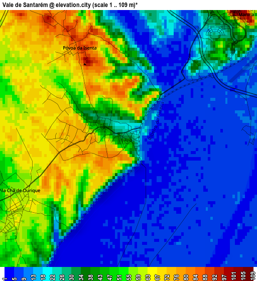 Vale de Santarém elevation map