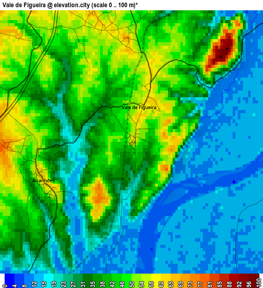 Vale de Figueira elevation map