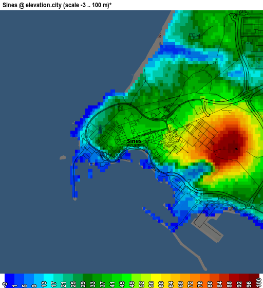 Sines elevation map