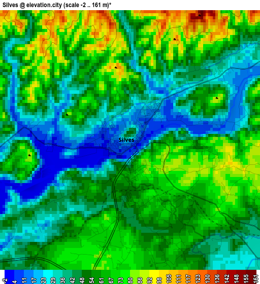 Silves elevation map