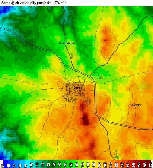 Serpa elevation map