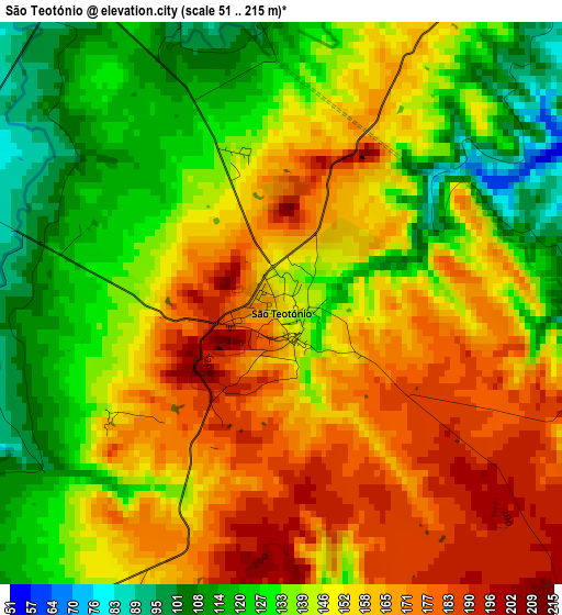 São Teotónio elevation map