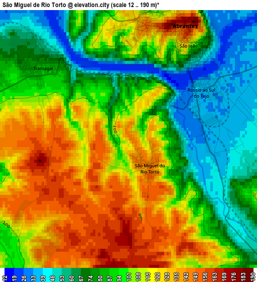 São Miguel de Rio Torto elevation map