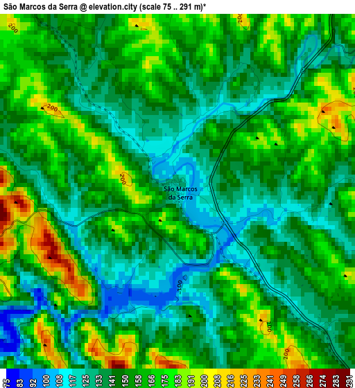 São Marcos da Serra elevation map