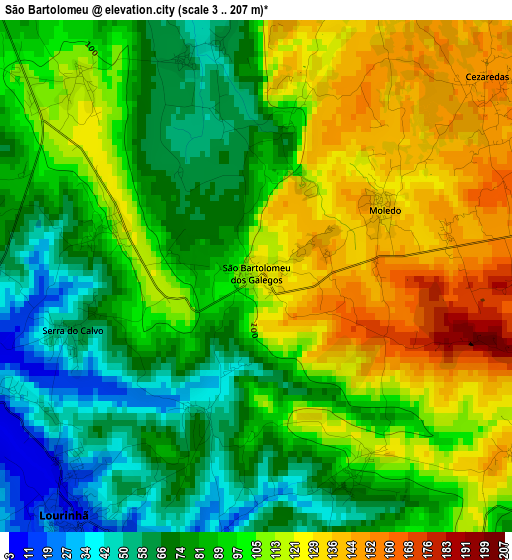 São Bartolomeu elevation map