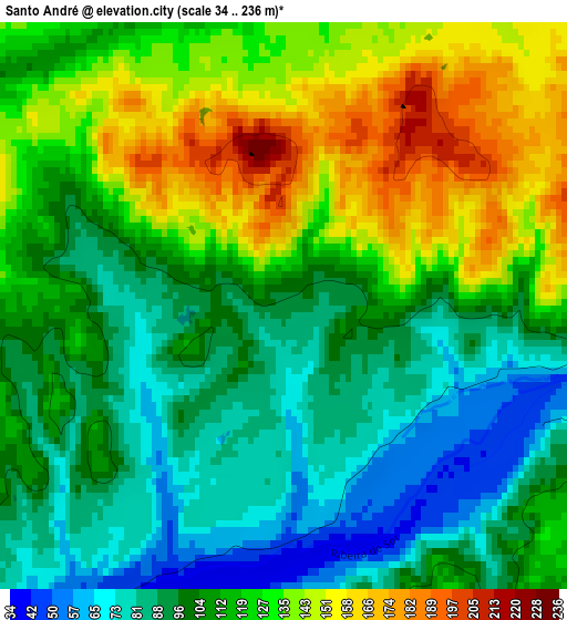 Santo André elevation map