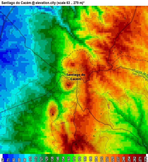 Santiago do Cacém elevation map