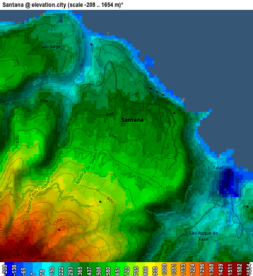 Santana elevation map