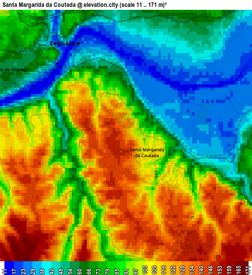 Santa Margarida da Coutada elevation map