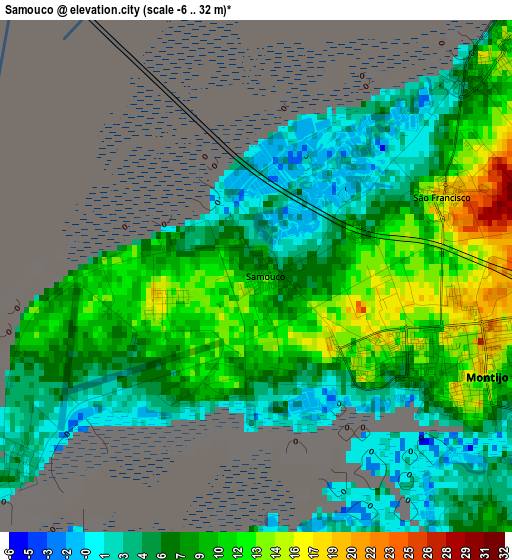 Samouco elevation map