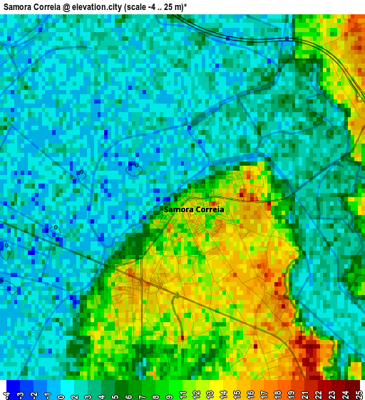 Samora Correia elevation map