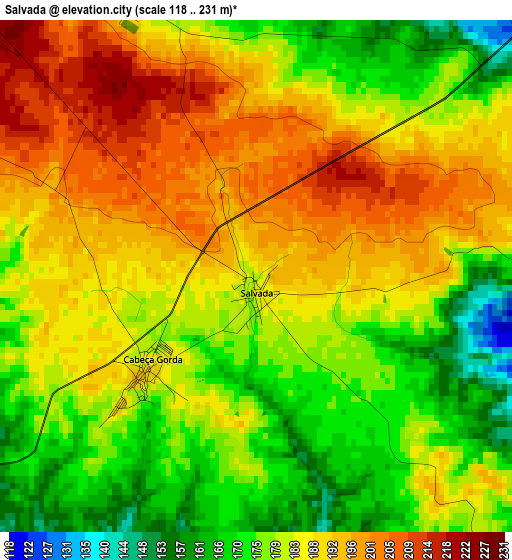 Salvada elevation map