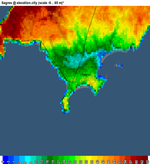 Sagres elevation map