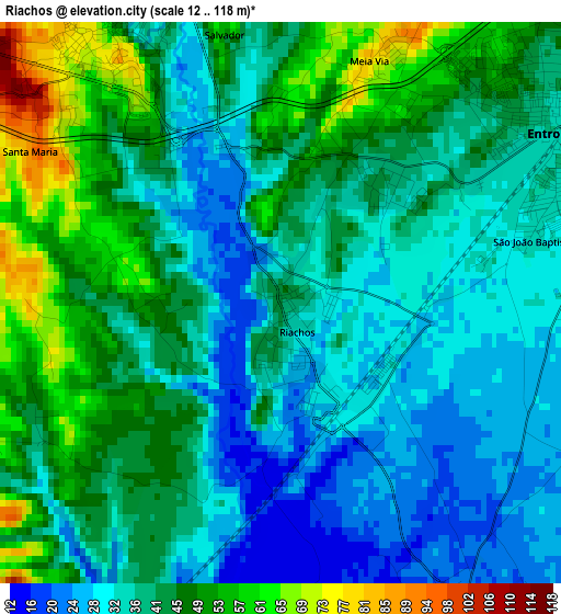 Riachos elevation map