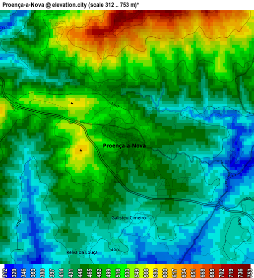 Proença-a-Nova elevation map