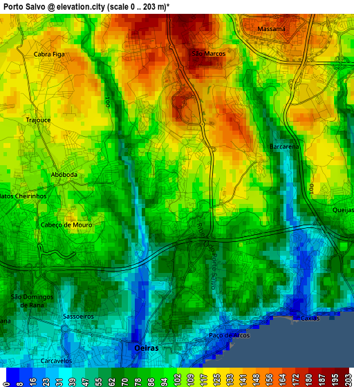 Porto Salvo elevation map