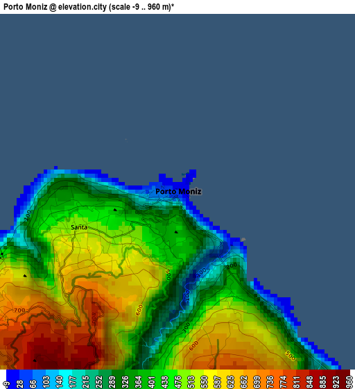 Porto Moniz elevation map