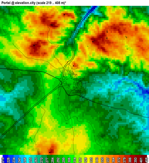 Portel elevation map