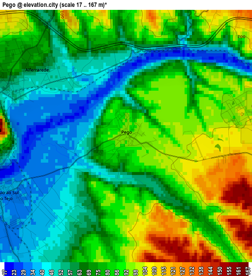 Pego elevation map