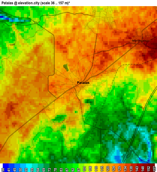 Pataias elevation map