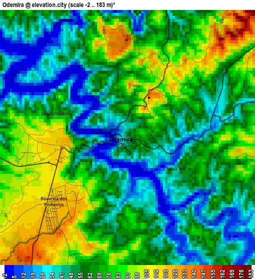 Odemira elevation map