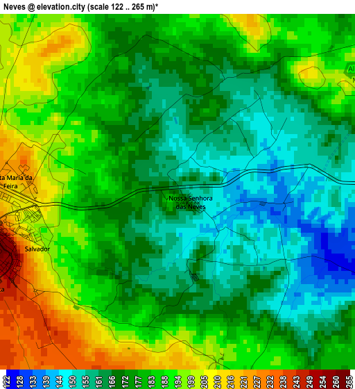 Neves elevation map