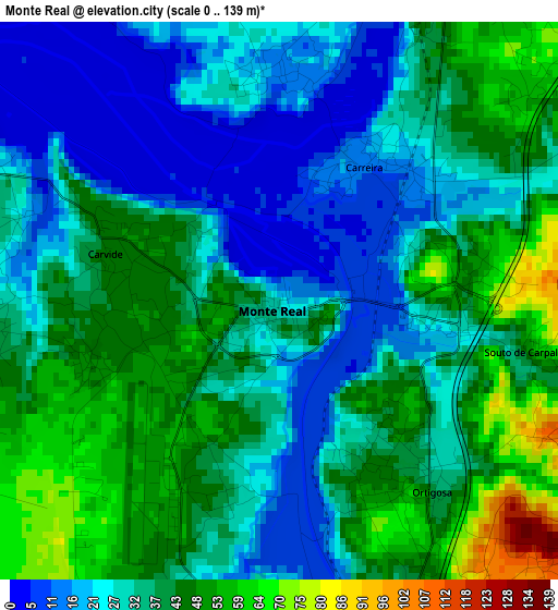 Monte Real elevation map