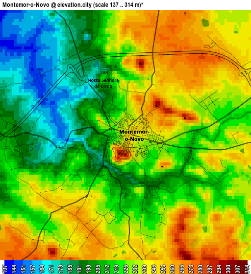 Montemor-o-Novo elevation map