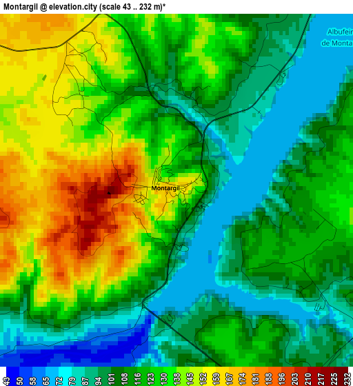 Montargil elevation map
