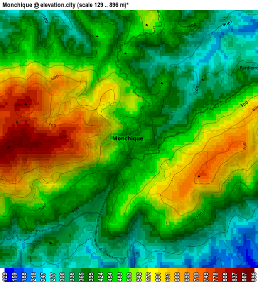 Monchique elevation map