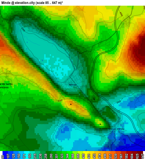 Minde elevation map