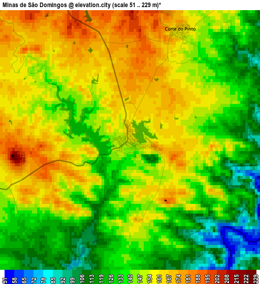Minas de São Domingos elevation map