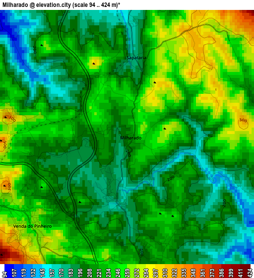 Milharado elevation map