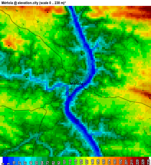 Mértola elevation map