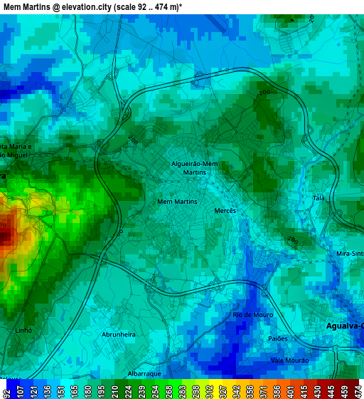 Mem Martins elevation map