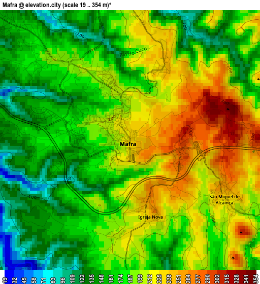 Mafra elevation map