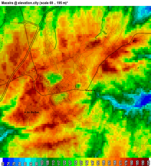 Maceira elevation map